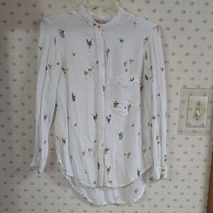 Philosophy White Blouse with Cocktail Print